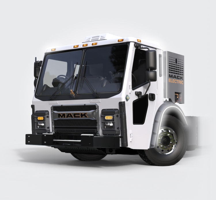 Mack LR electric trucks’ regenerative braking charging batteries.