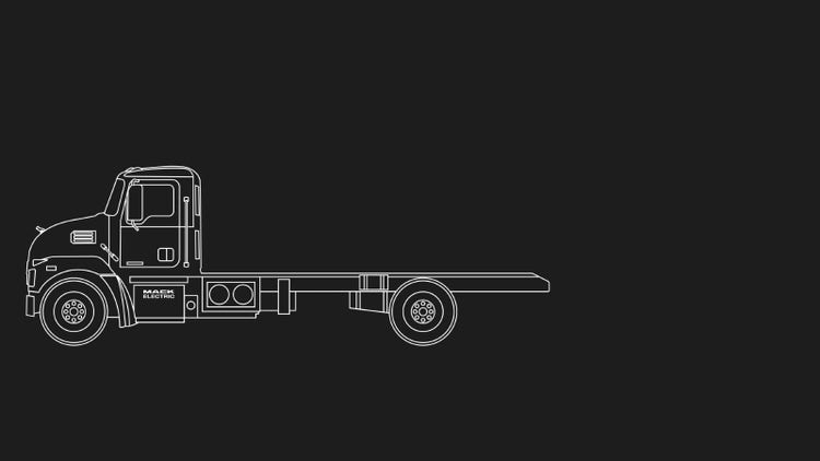 A white outline of a semi truck