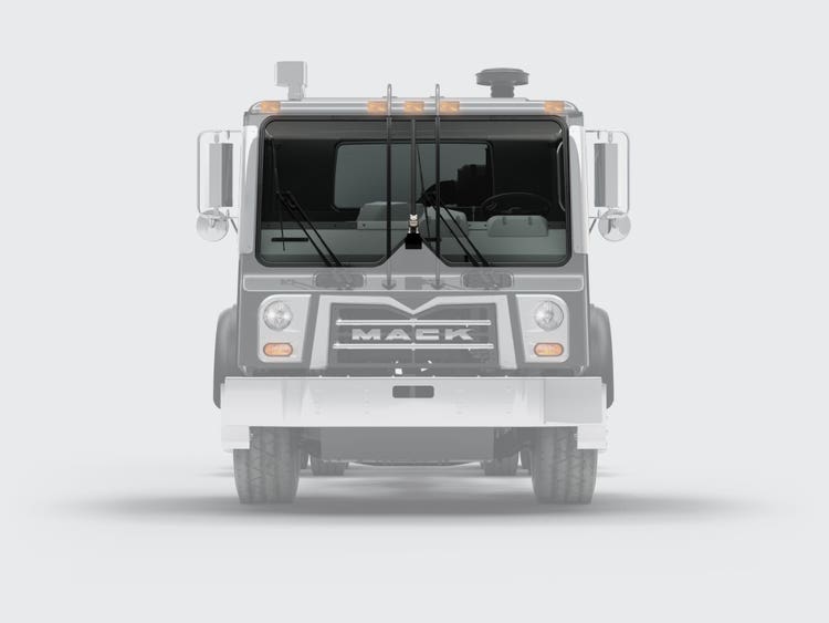 Front view of a Black Mack Terrapro truck.